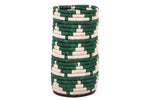 Load image into Gallery viewer, Tall Green &amp; White African Woven Vase
