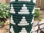 Load image into Gallery viewer, Tall Green &amp; White African Woven Vase
