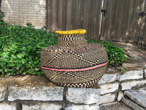 Yellow, Pink, Black & Natural African Floor Vase